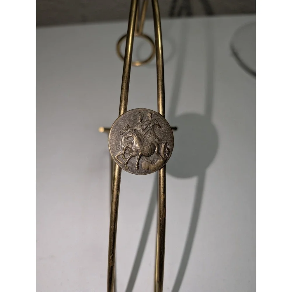 Vintage‎ Brass Wire Wine Caddy Bottle Holder Chariot Emblem Bar Decor